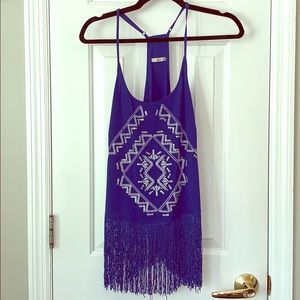 Royal blue tank with fringe